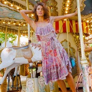 Spell Siren Song Strappy Dress in Flamingo